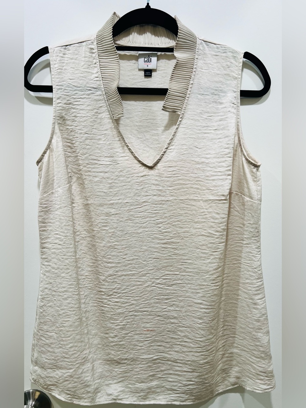 CAbi Sleeveless V-Neck Gorgeous Pleated Collar